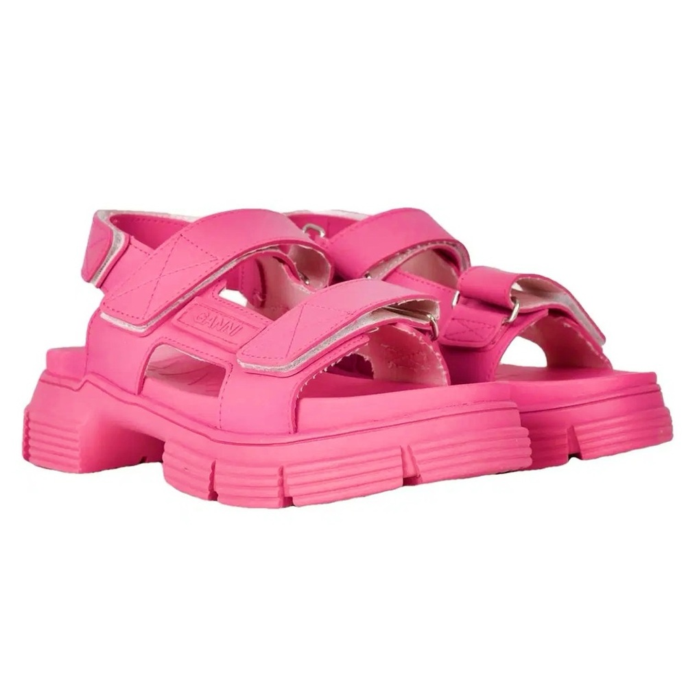 Ganni Hot Pink Chunky Platform Sandals - Picture 3 of 14